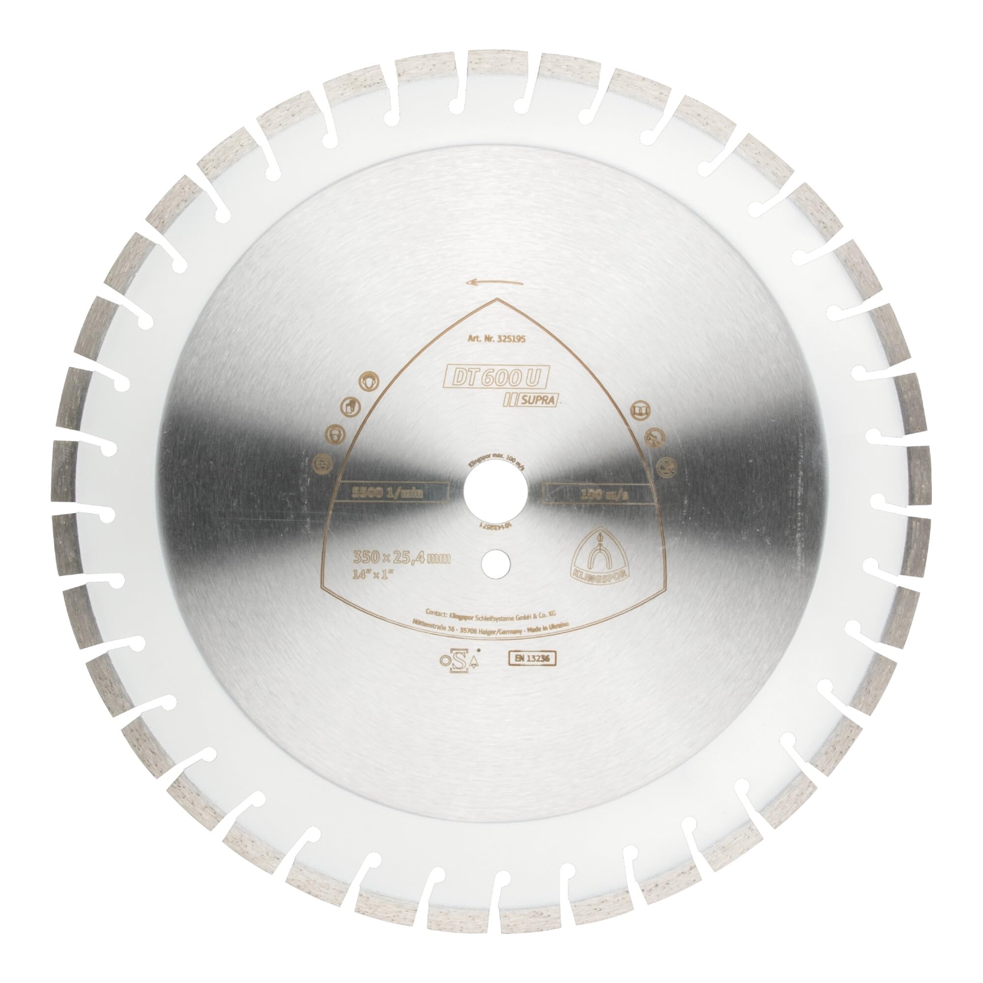 325201 Discos de Corte Diamantados para Tronzadoras Motorizadas/Cortadura de Juntas/Sierras de Mesa, DT 600 U, 450 mm x 25.4 mm, 4300 RPM