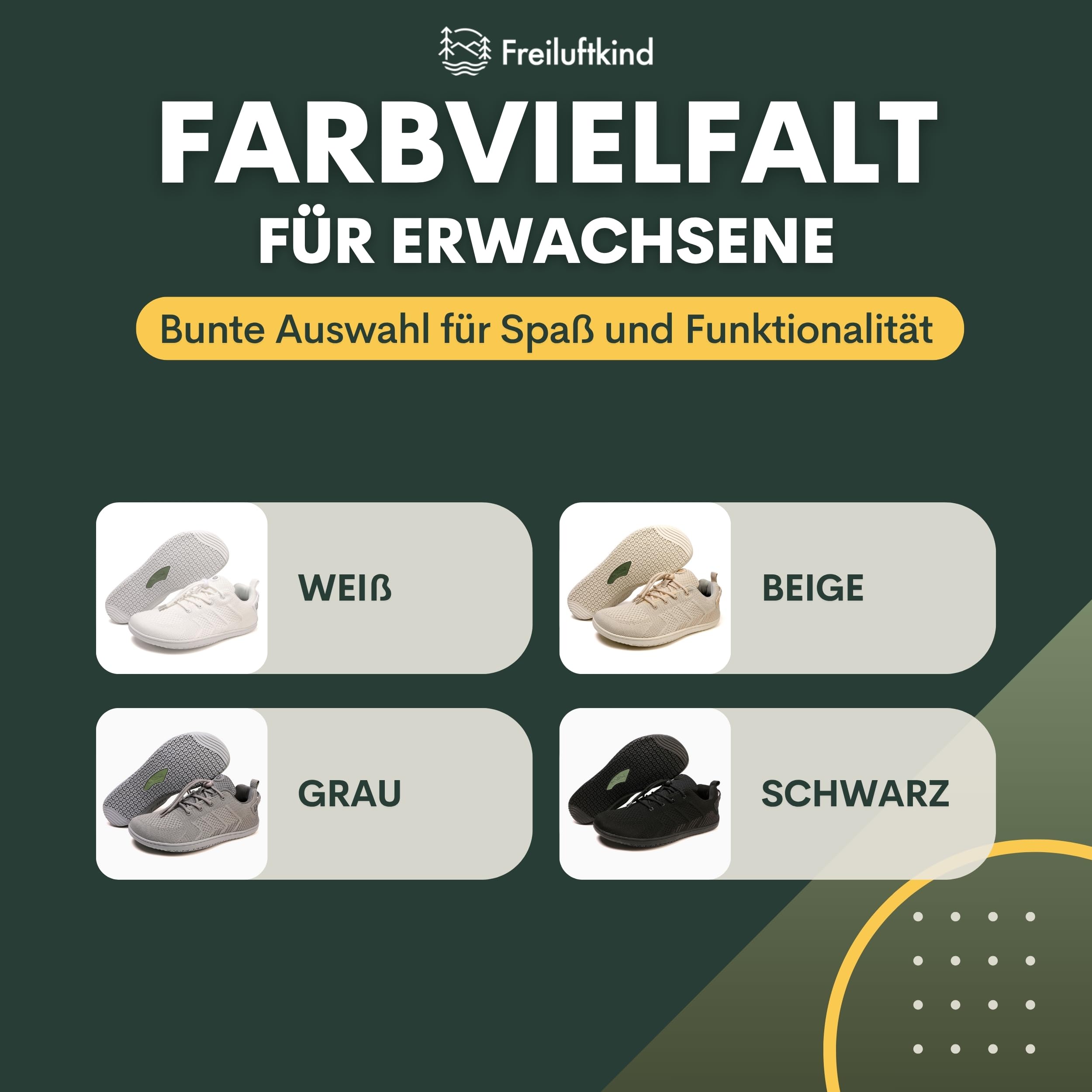 Freiluftkind Das Original Camino – Sportliche Sneaker Barfußschuhe (Wei-/ Gr. 35-49) – Unisex Barfußschuh für Bewegung und Dynamik – Mit innovativer und atmungsaktiver Webstruktur