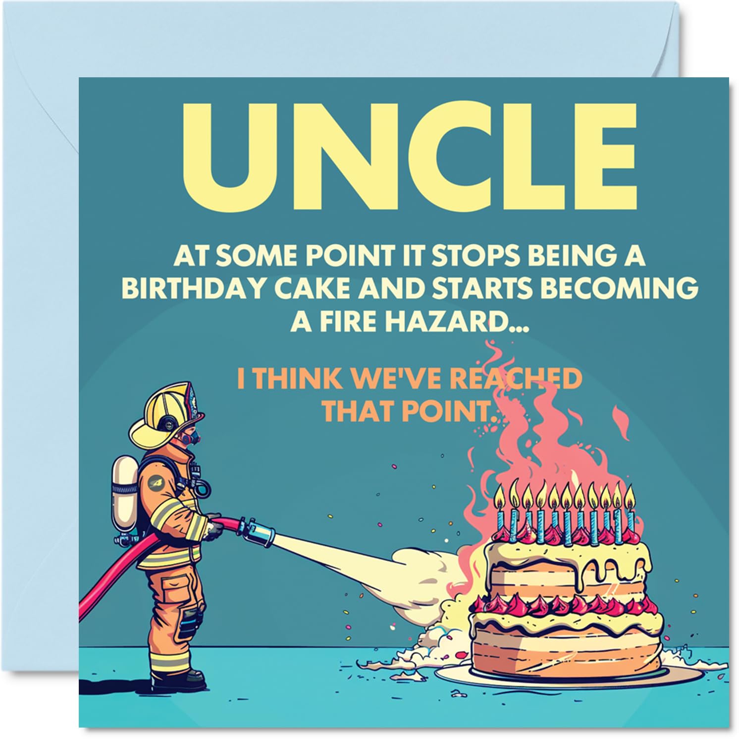 Rude Uncle Birthday Card - Fire Hazard - Funny Happy Birthday Card for Uncle from Nephew Niece, 145mm Joke Humour Bday Greeting Cards