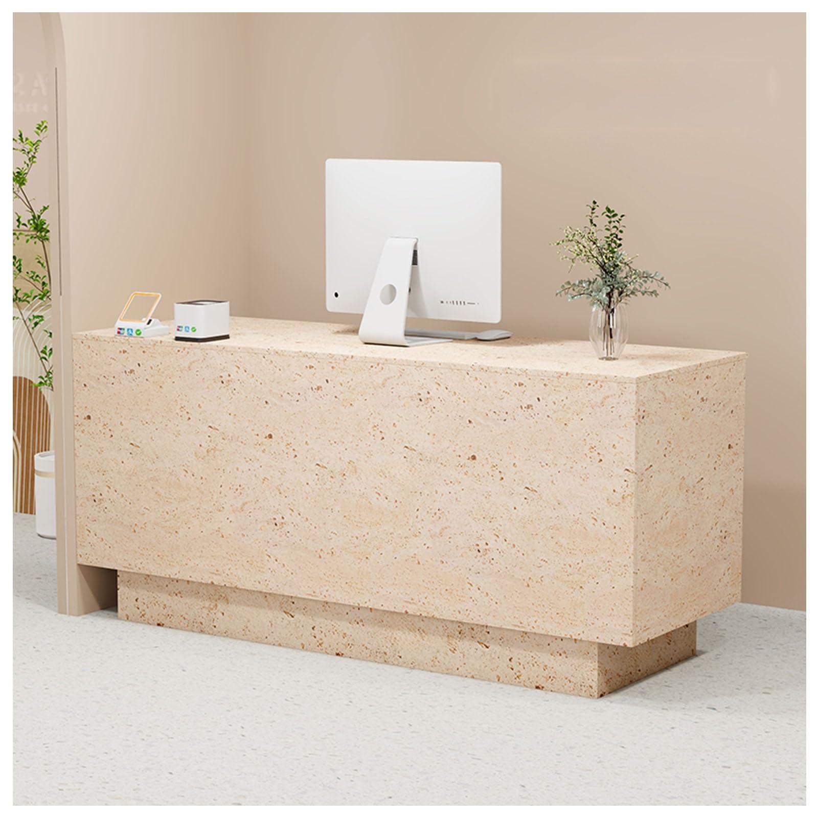 Scrivania piccola con serratura con tavolo da ufficio Ders per sala da lavoro, negozi di abbigliamento e saloni (A 140 cm) - Design moderno e funzionale