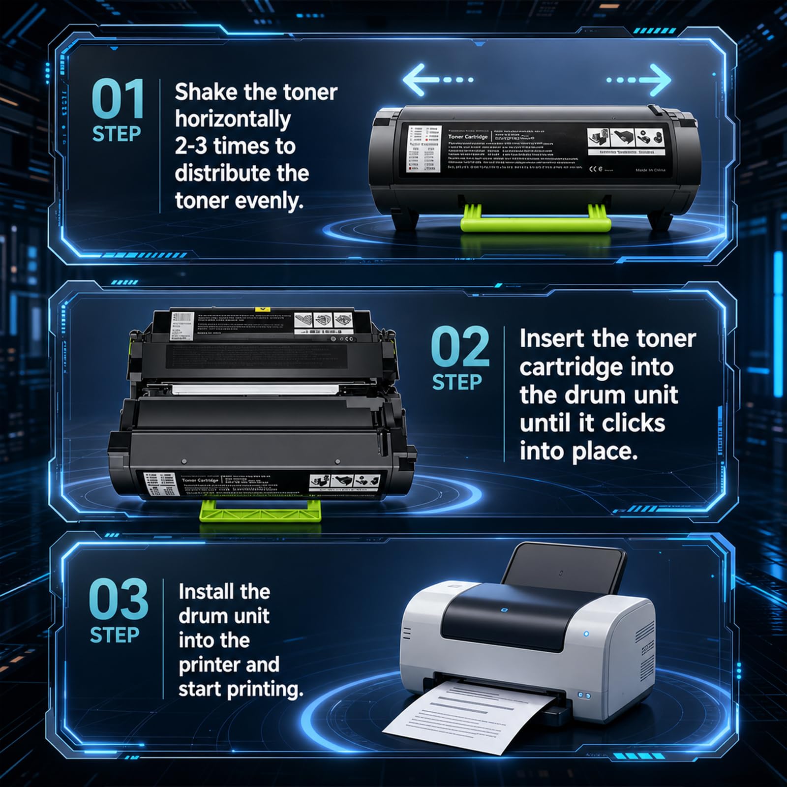 Cartuccia toner 24B6015 con chip compatibile con Lexmark 24B6015