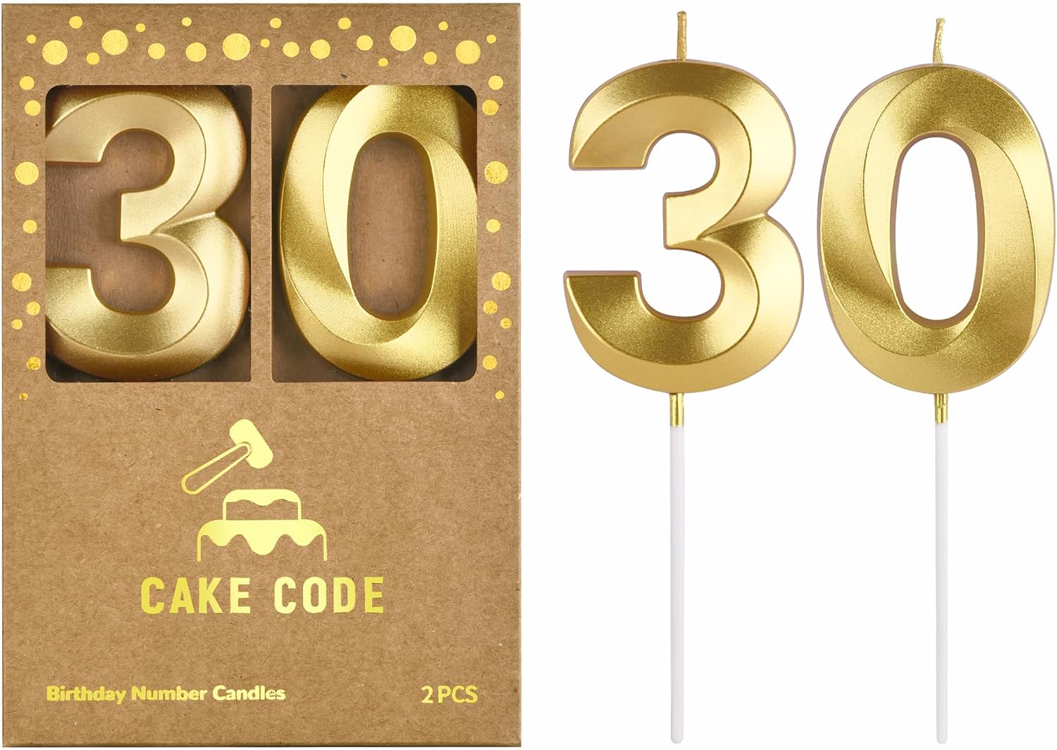 2.76 Inch Diamond Gold 8 Number Birthday Candles, Gold & Cake Number Candles, Party Celebration