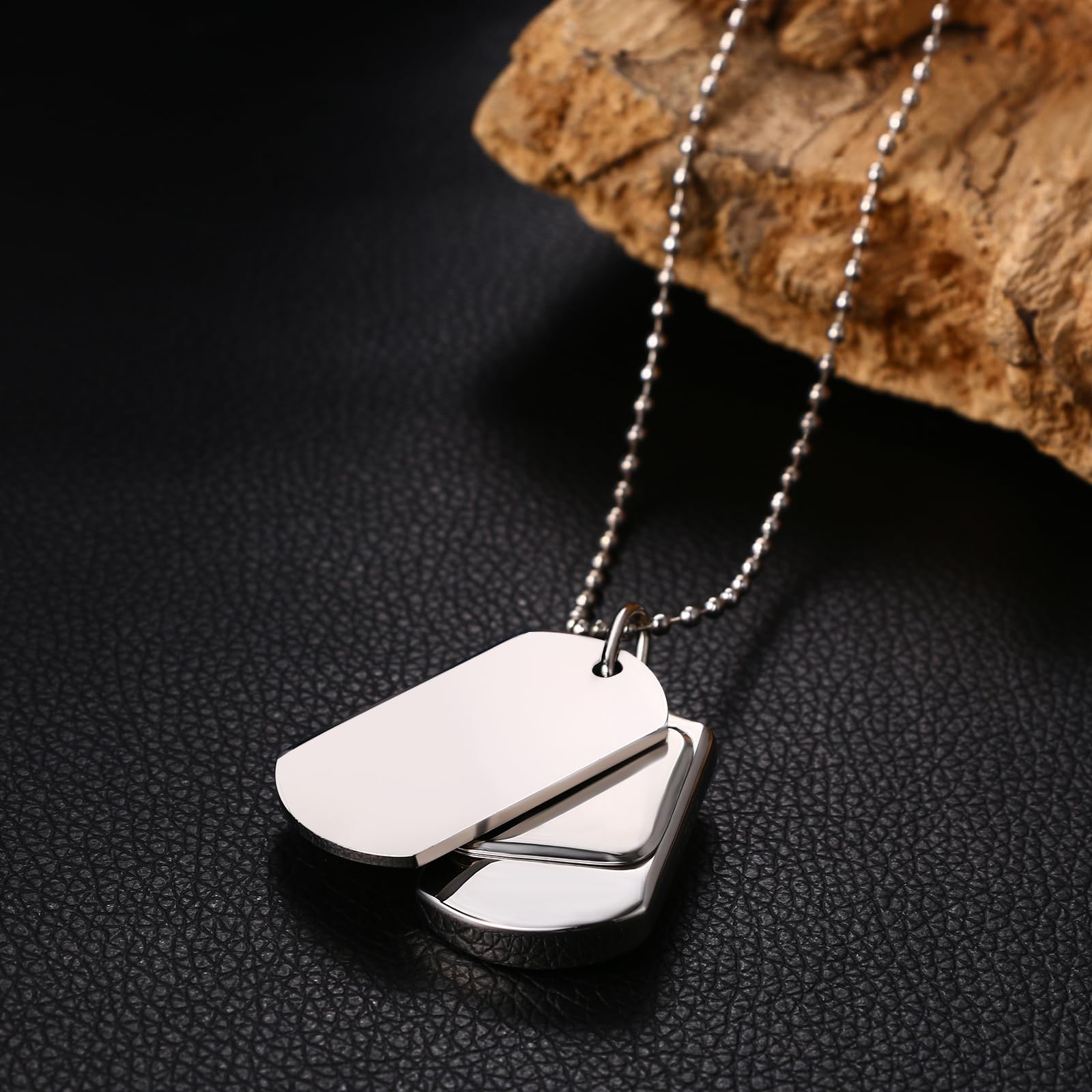 JewelryWe Zegarek kieszonkowy, łańcuszek na szyję z zegarkiem i nieśmiertelnikiem: 2 szt. analogowy kwarcowy zegarek łańcuchowy, cyfry rzymskie, prostokątny, wojskowy, nieśmiertelnik, wisiorek