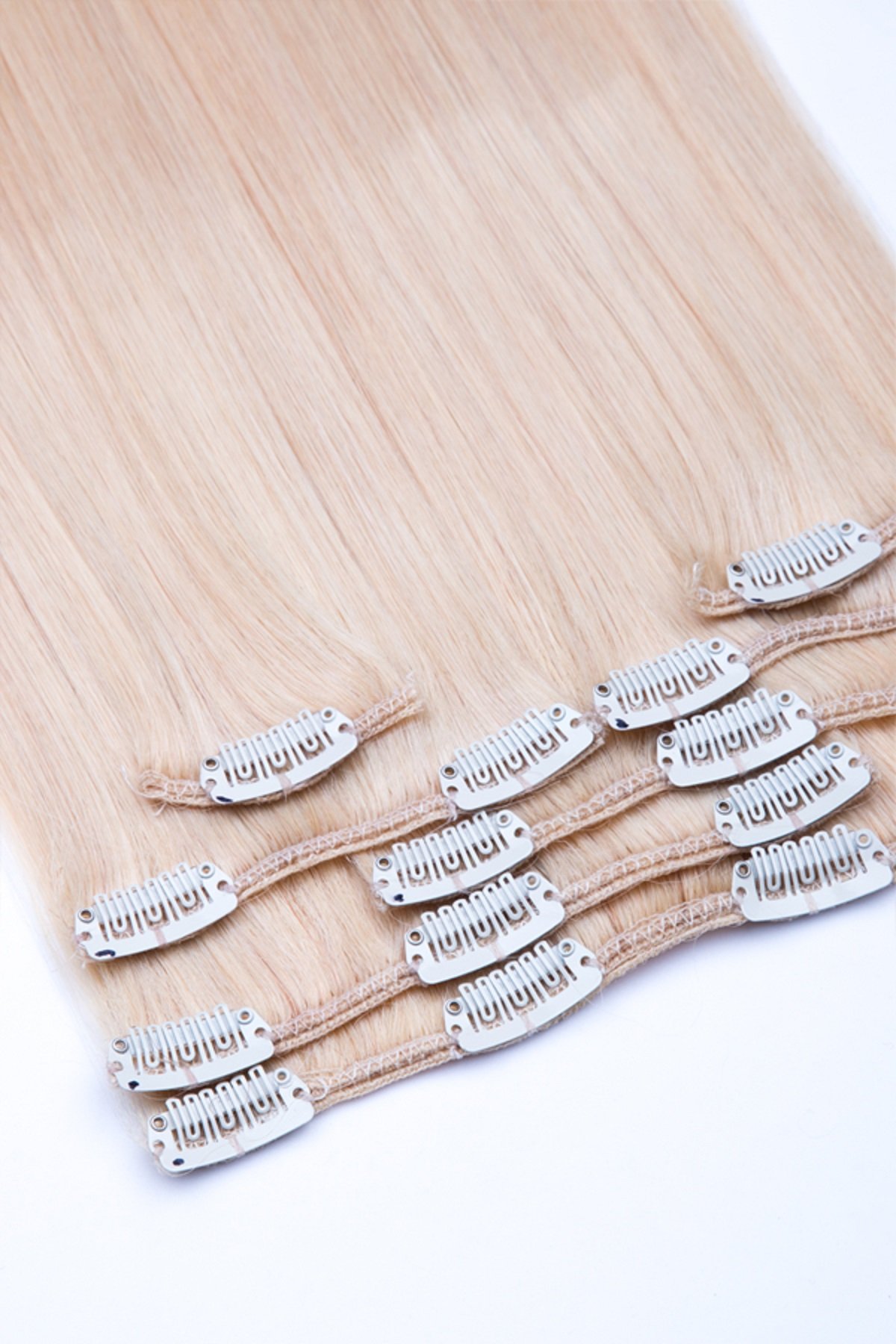 Clip-In Extensions Echthaar Haarteil Set 7tlg - 80cm Farbe #613 Helllichtblond 7 Teiliges Haarteil Für Komplette Haarverlängerung - Top Helllichtblonde 100% Remy Echthaar Clip in Extension