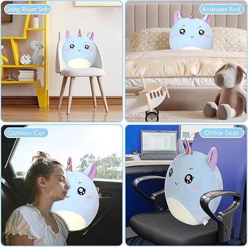 Miniatura 5 de Almohada de felpa de unicornio de 16 pulgadas, almohada de felpa de animales de peluche para niñas, bonito juguete de peluche de unicornio de
