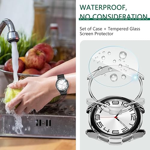 Miniatura 2 de Haojavo Paquete de 6+8 fundas protectoras de pantalla para Samsung Galaxy Watch 6 Classic de 1.772 pulgadas, paquete de 6 cubiertas de policarbonato