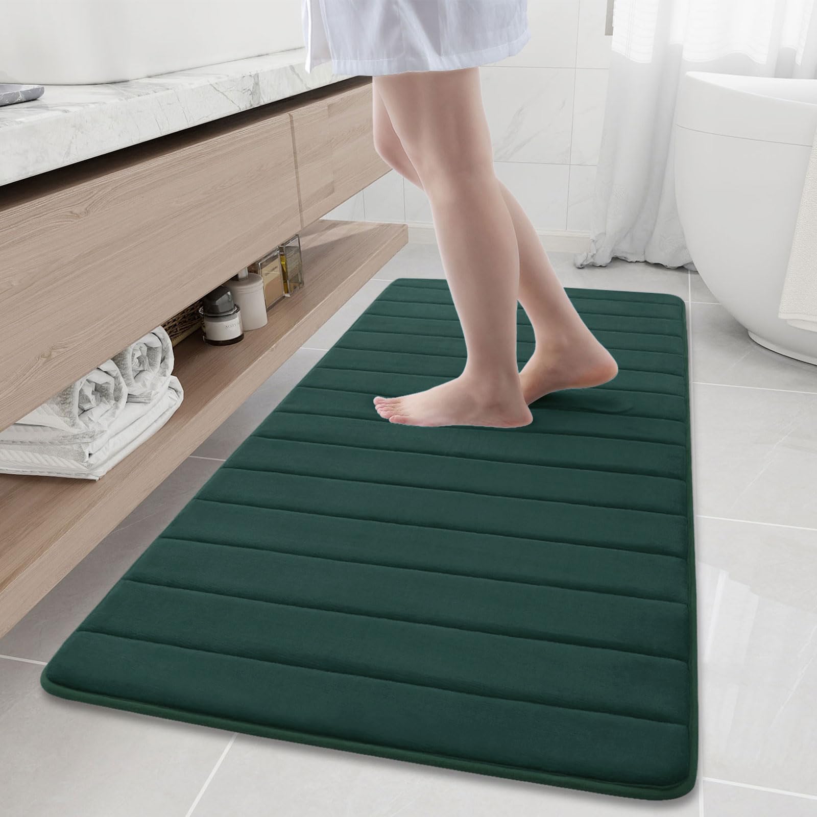 Buganda Memory Foam Bath Mat, 60" x 24", Ultra Soft and Non-Slip Bathroom Rugs, Water Absorbent and Machine Washable Bath Rug Runner for Bathroom,