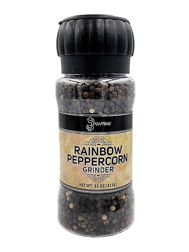 PONTINO Molinillo de pimienta arcoíris de 11 oz (311 g)  Condimento para cocinar  Para condimentar todos tus platos  Perfecto para carnes a la
