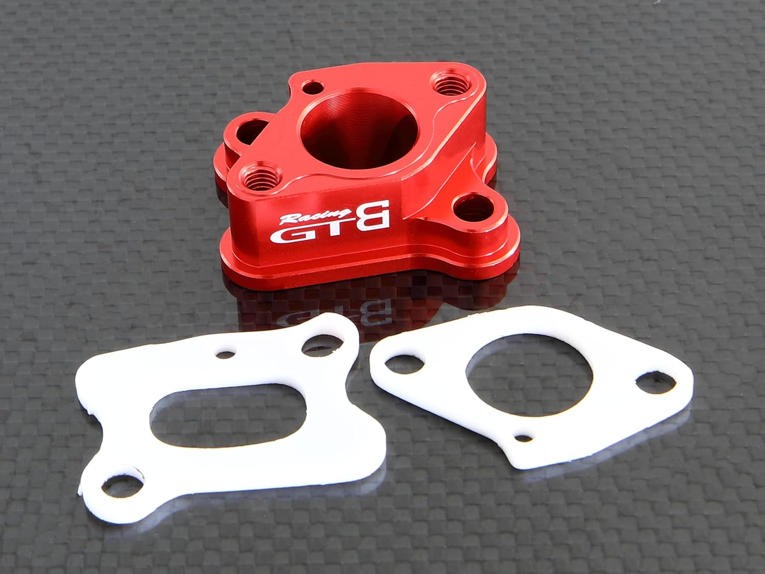 GTBRacing CNC Aluminum Metal Intake Manifold with Gasket for 1/5 RC Car HPI km rv Baja 5b ss 5t 5sc (Silver)