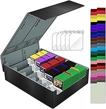 5-reihige Deck Box, Sammelkarten Aufbewahrungsbox halt 3800+ Karten für TCG/Magic the Gathering (MTG)/ YuGiOh/Sport/Commander Karte, Magnetische Spielkarte Deckbox mit 5 Kartenhalter