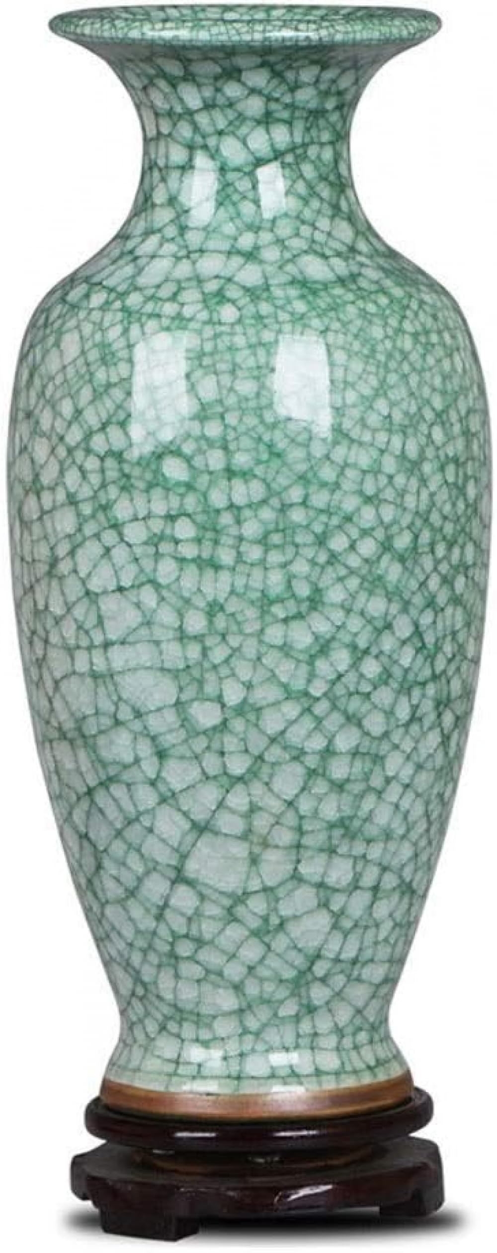 asdchZen Vase Home Decorative Flower Vase Green Crack Ceramic Vases,With Base,For Home Décor,For Home Decor, Living Room, Centerpieces And Events Centerpieces Home Office-B:High 34 Cm