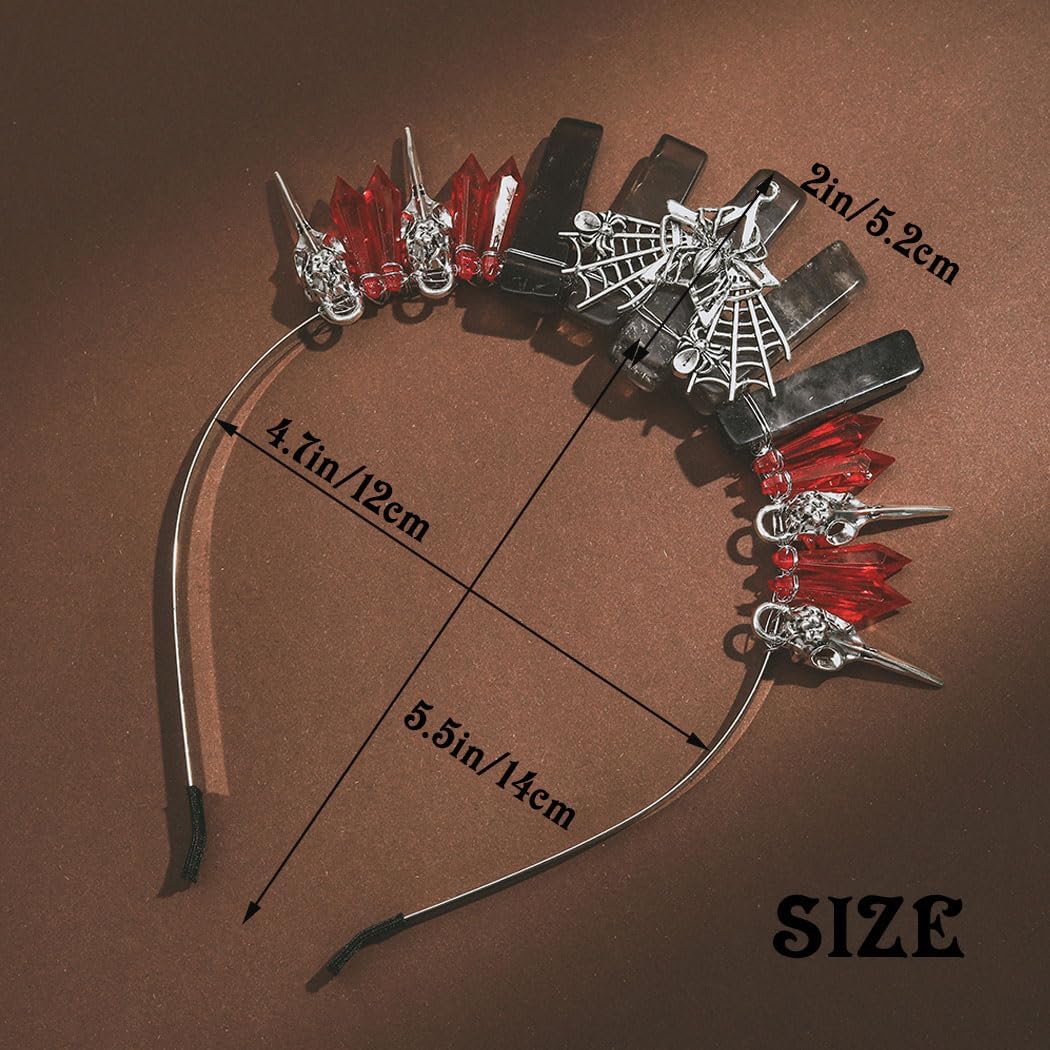 Formery Quartz Crown Silver Star Raw Crystal Headband Halloween Gothic Crow Headpiece for Women - Image 6