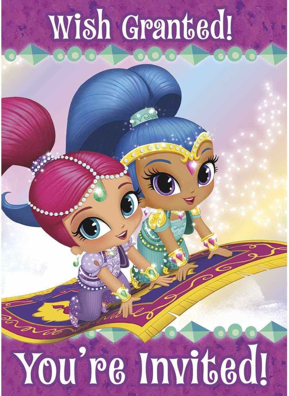 Shimmer and Shine Party Invitations - 5.5” x 4”, 8 Pcs