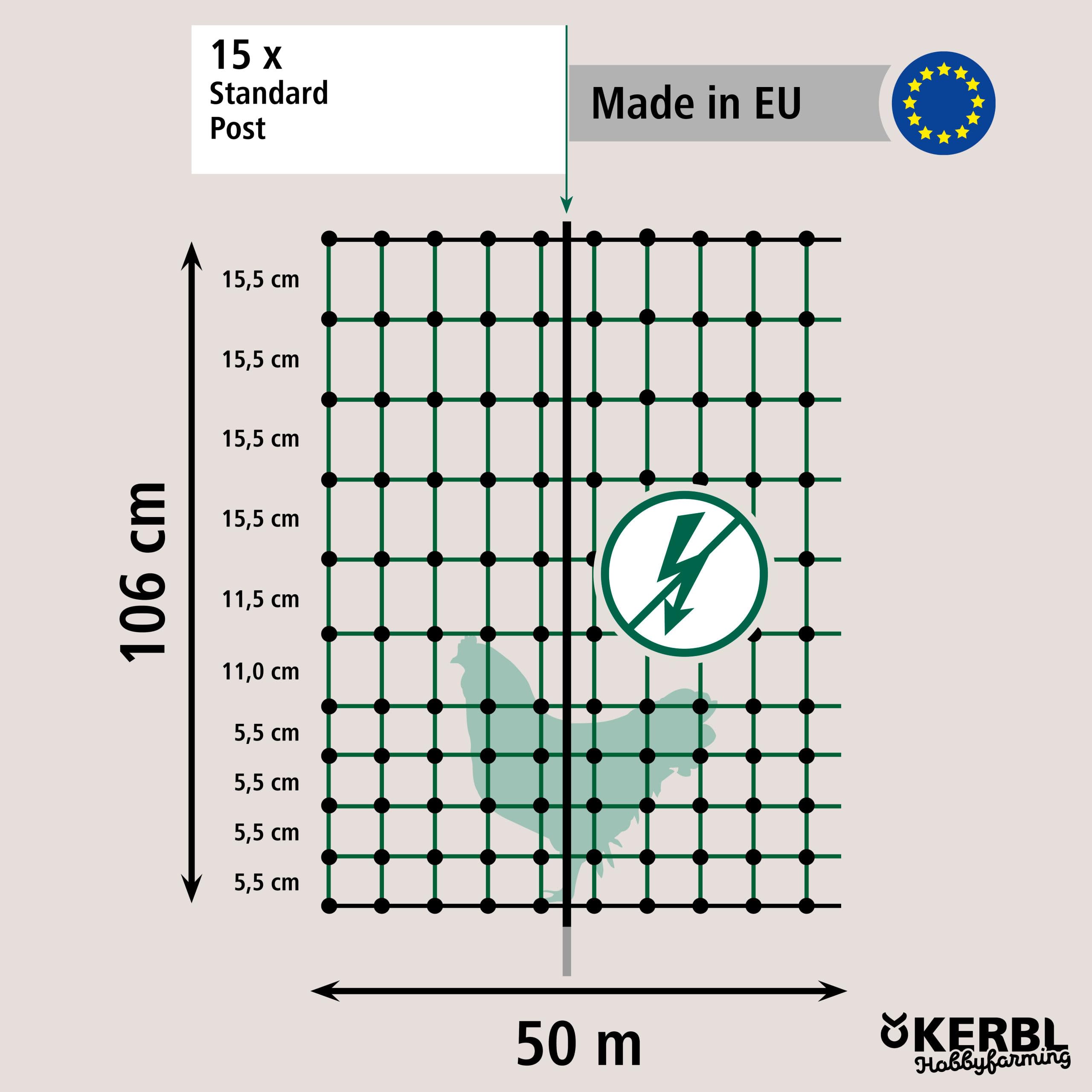Kerbl Hobbyfarming 292278 Siatka dla Drobiu, Zielony, 50m