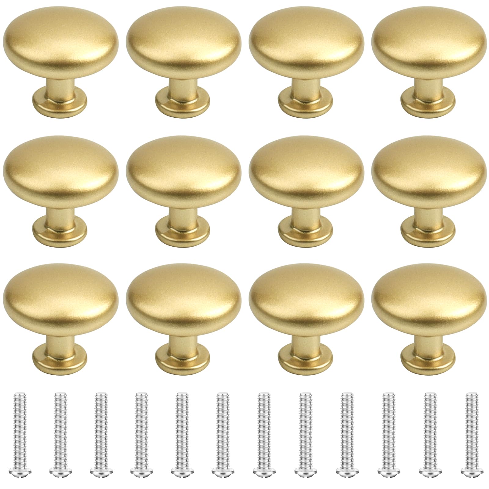 Roellgs 12-Pack Round Door Knobs and Cabinet Handles in Black and Gold for Kitchen Cupboards and Drawers