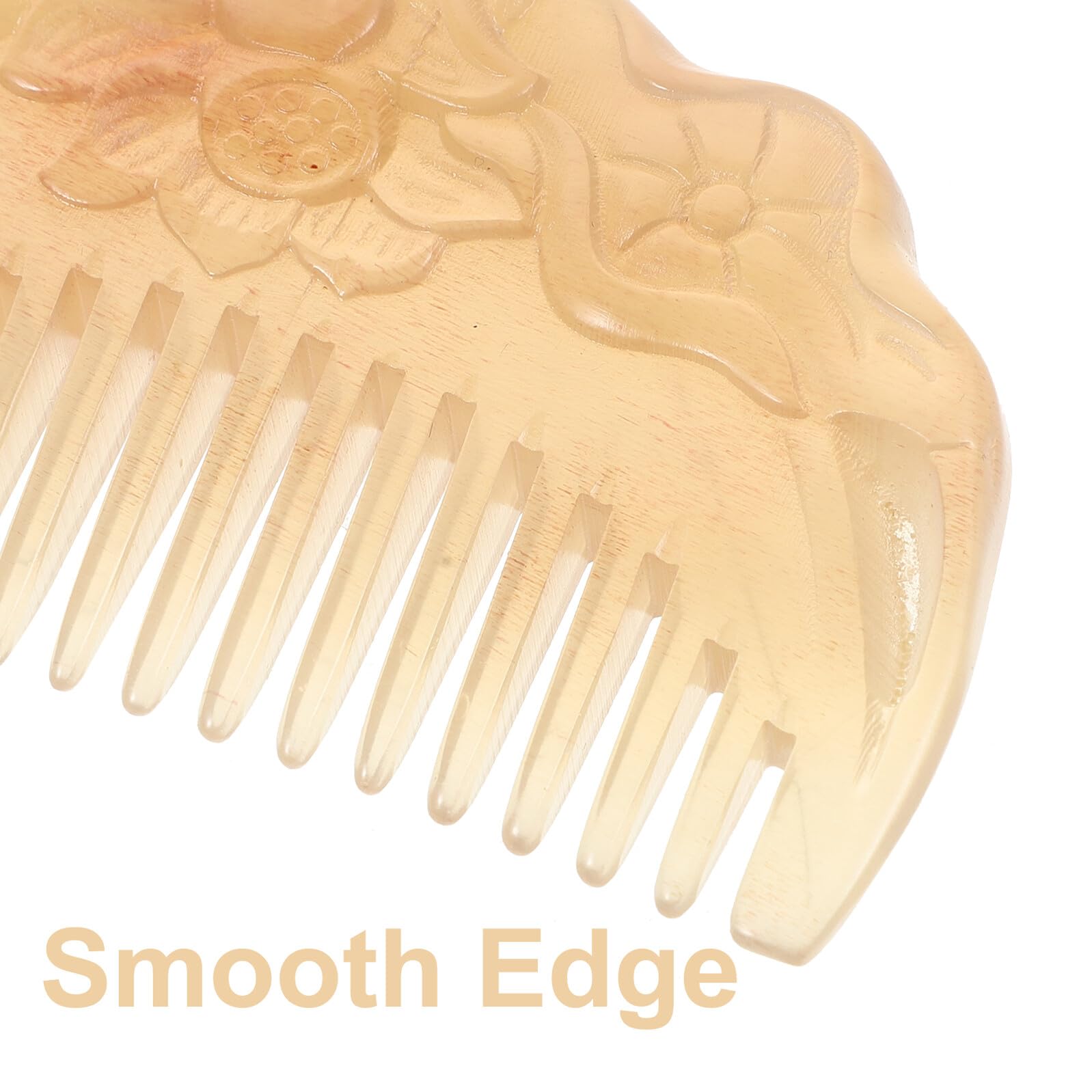 Peine de Cuerno de Oveja Tallado a Mano, Peine Desenredante de Dientes Anchos, Masajeador Natural para Cuero Cabelludo, Tamaño Bolso, Grueso 7.5 Cm, Antistático, para Cuidado