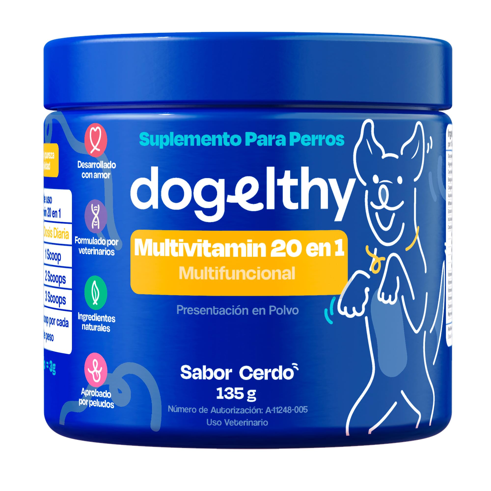 Dogelthy Multivitamin 20 en 1. Suplemento Multivitamínico para Perros