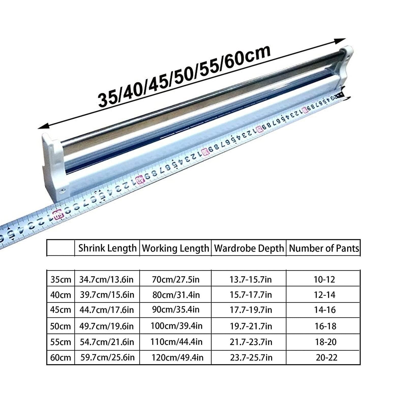 Appendiabiti regolabile estraibile, appendiabiti estensibile per pantaloni e cappotti, salvaspazio, 30-80 cm, perfetto per riporre l'armadio e massimizzare lo spazio