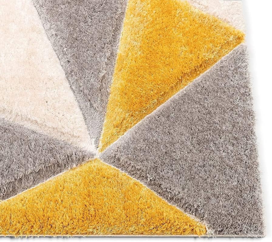 Image of Ultra-Soft Shaggy Carpet (4 X 6 FEET, Yellow Grey) Fluffy, Cozy & Durable Area Rug for Living Room, Bedroom & More ? Premium Modern Design