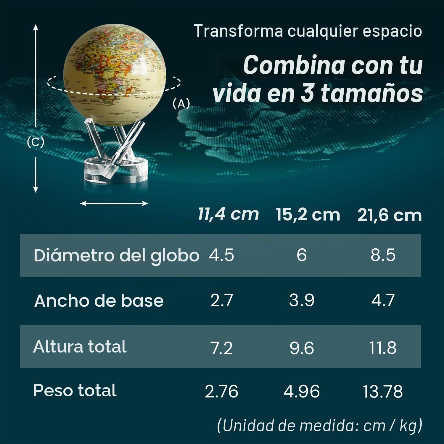 MOVA Globo Autorrotativo, Mapa Político Amarillo Antiguo Classic (4.5")