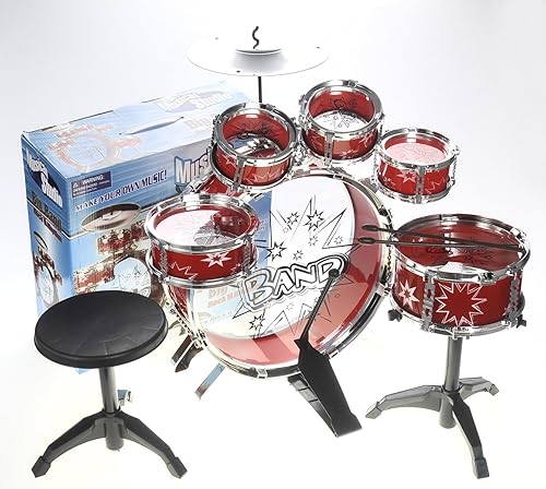 Miniatura 2 de PowerTRC Juego de instrumentos de batería musical  Tambor de juguete para niños  El juego incluye 6 baterías, platillo, silla, pedal de patada,