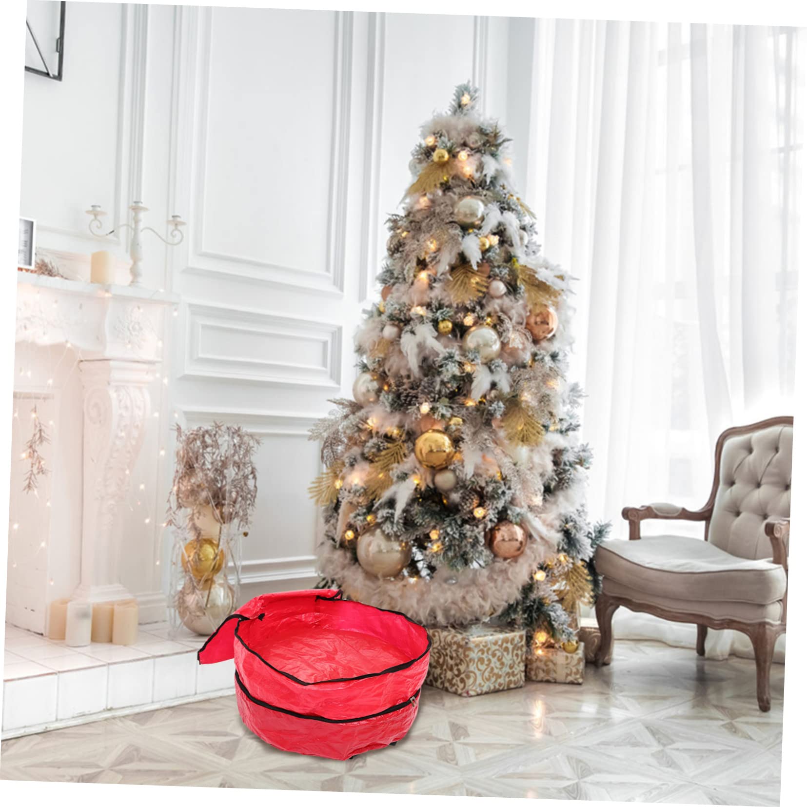 Levemolo Christmas Garland Bag Large Oxford Cloth Storage Pouch Wreath Bag with Zipper Carrying Straps