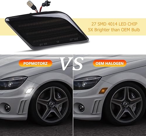 Miniatura 5 de POPMOTORZ Conjunto de luces de señal intermitente de lente blanca para parachoques delantero completo LED, kit de lámparas de marcador lateral