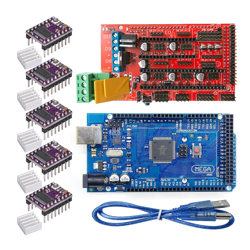 Lysee 3D Printer Parts & Accessories - 3D Printer Kit Board + RAMPS 1.4 + 5X A4988 or 5X DRV8825 for RepRap - (Size: DRV8825 Kit)