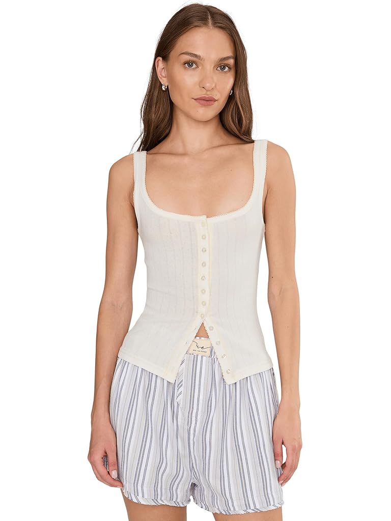 White Free People End Game Pointelle Tank