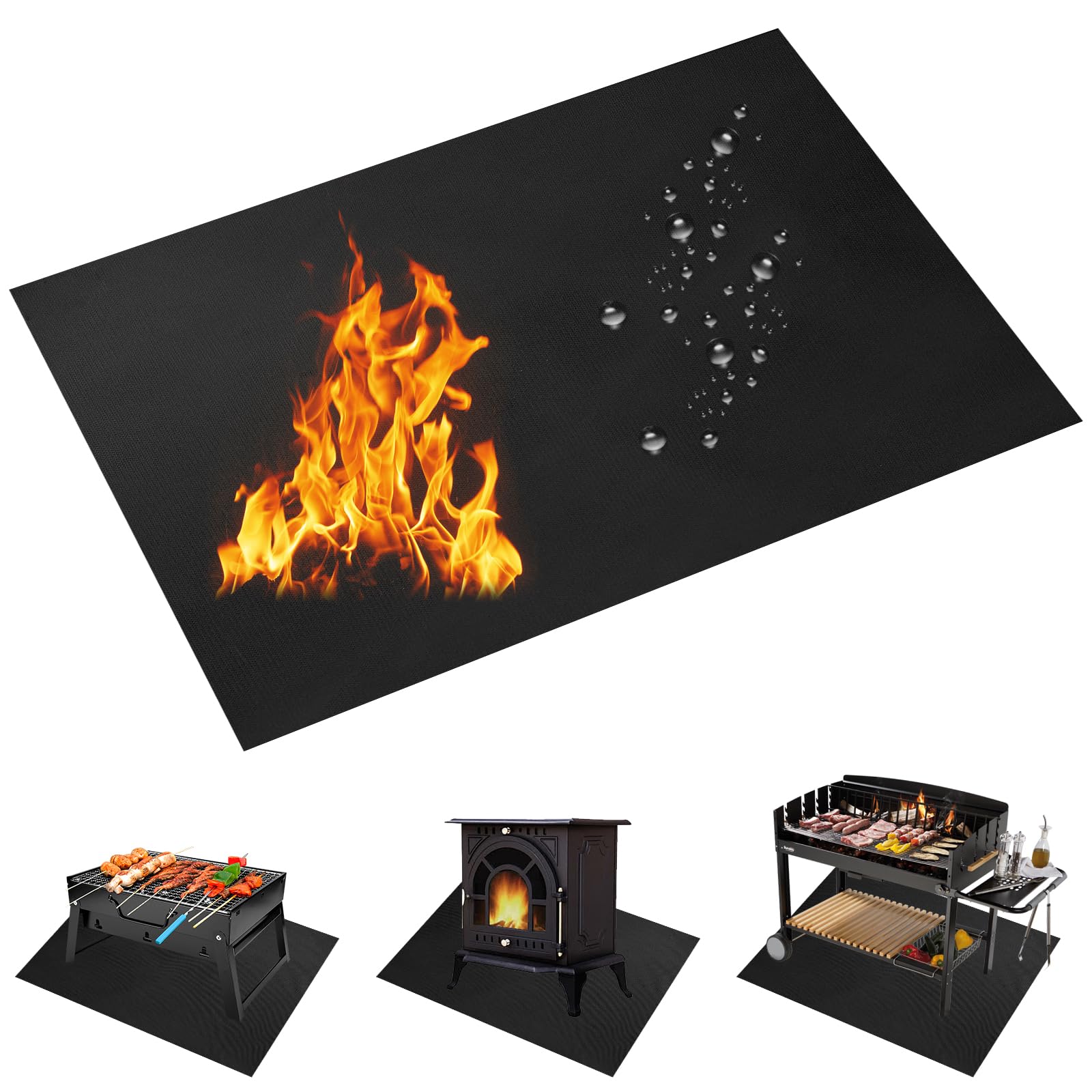 Tappetino Ignifugo 100 x 120 cm Tappeto Resistente al Calore Fino a 1093 °C per Saldatura, Barbecue, Cucina, Camino, Floor, Lawn e Camping