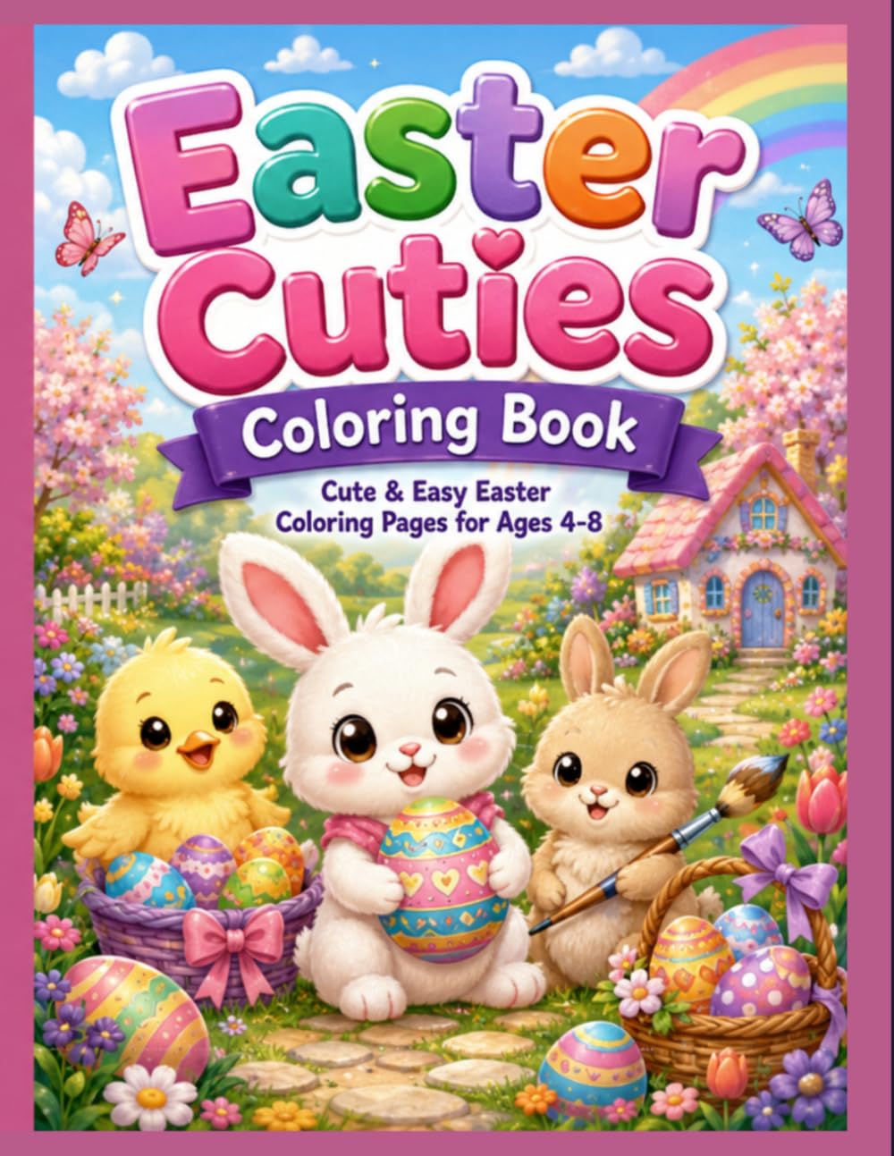 Easter Cuties Coloring Book: Cute & Easy Easter Coloring Pages for Ages 4-8