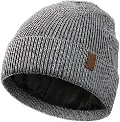 Gorro de malha forrado com lã - chapéu de inverno para homens e mulheres, boné com punho para clima frio
