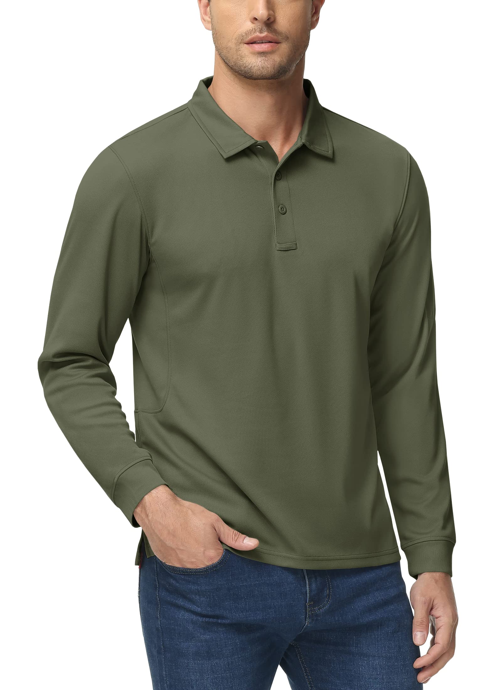 TACVASEN Poids léger Séchage Rapide Manche Longue Chemise Polo Respirant Top T Shirt Homme