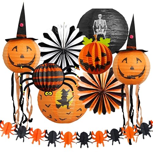 Halloween Party Decorations, Black Orange Party Supplies, Hanging Paper Lanterns