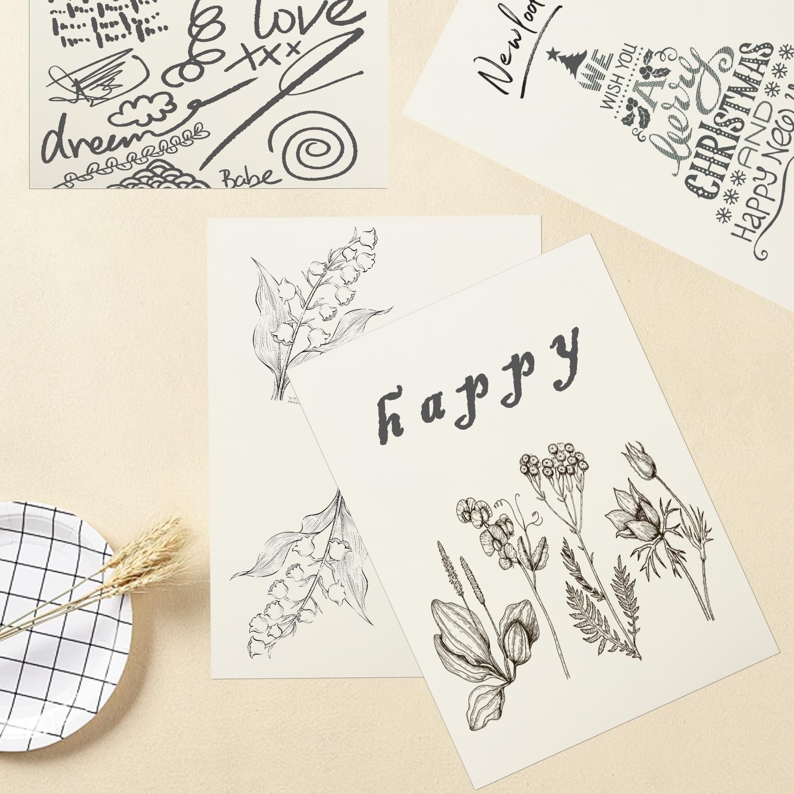 ESYFOR 50 Feuilles Cartonné A4 210 G/m² Beige – Papier Épais Satiné Pour Scrapbooking, Invitations, Menus, Cartes DIY