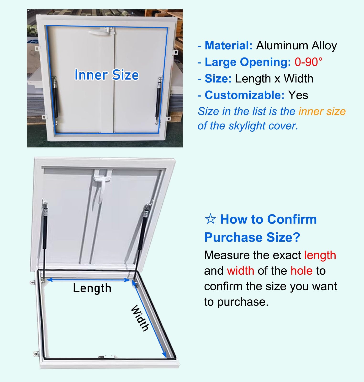 Claraboya Techo Trampilla de Acceso al Tejado Heavy Duty, Tapa de Emergencia para Claraboya de Tejado, Tapa de Ventilación del Sótano Compuerta de Acceso al Ático, Tapa de Alcantarilla(30x30in(76x76cm