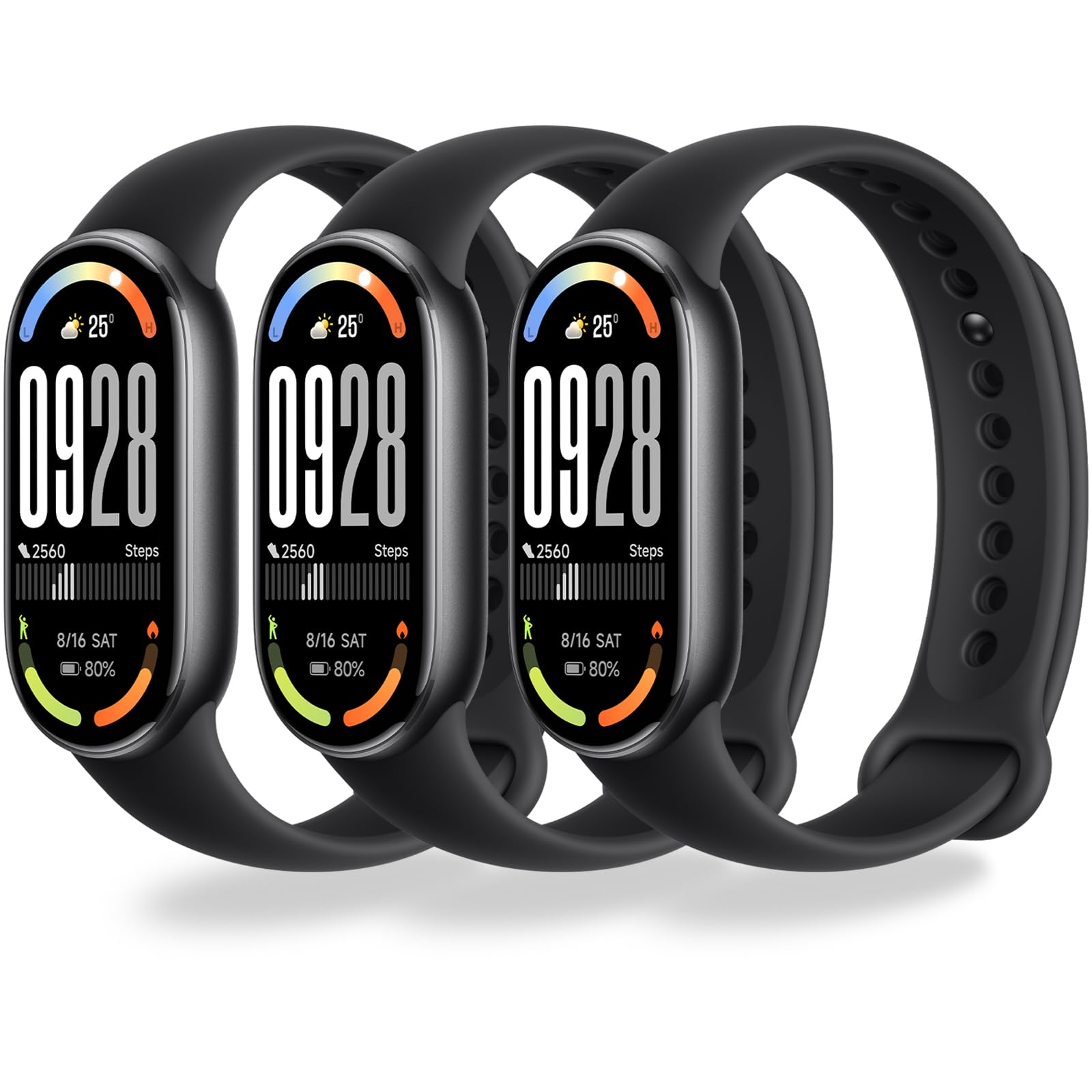 Monuary 3-10 Pezzi Cinturino Compatibili con Xiaomi Smart Band 10/9/8, Bracciale di Sportivi Colorati, con Raccordi Metallici, Morbidi e Traspiranti, Sgancio Rapido