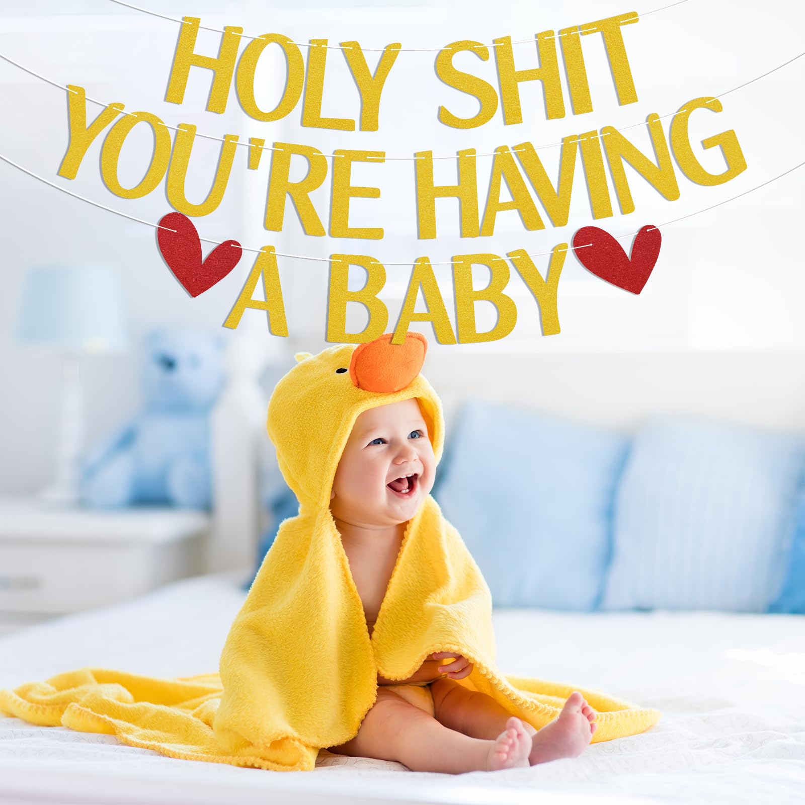 Holy Shit You're Have a Baby Banner - Divertidas decoraciones de embarazo, decoraciones de fiesta de baby shower, pancarta de bienvenida para bebé, felicitaciones, decoraciones de fiesta de bebé,