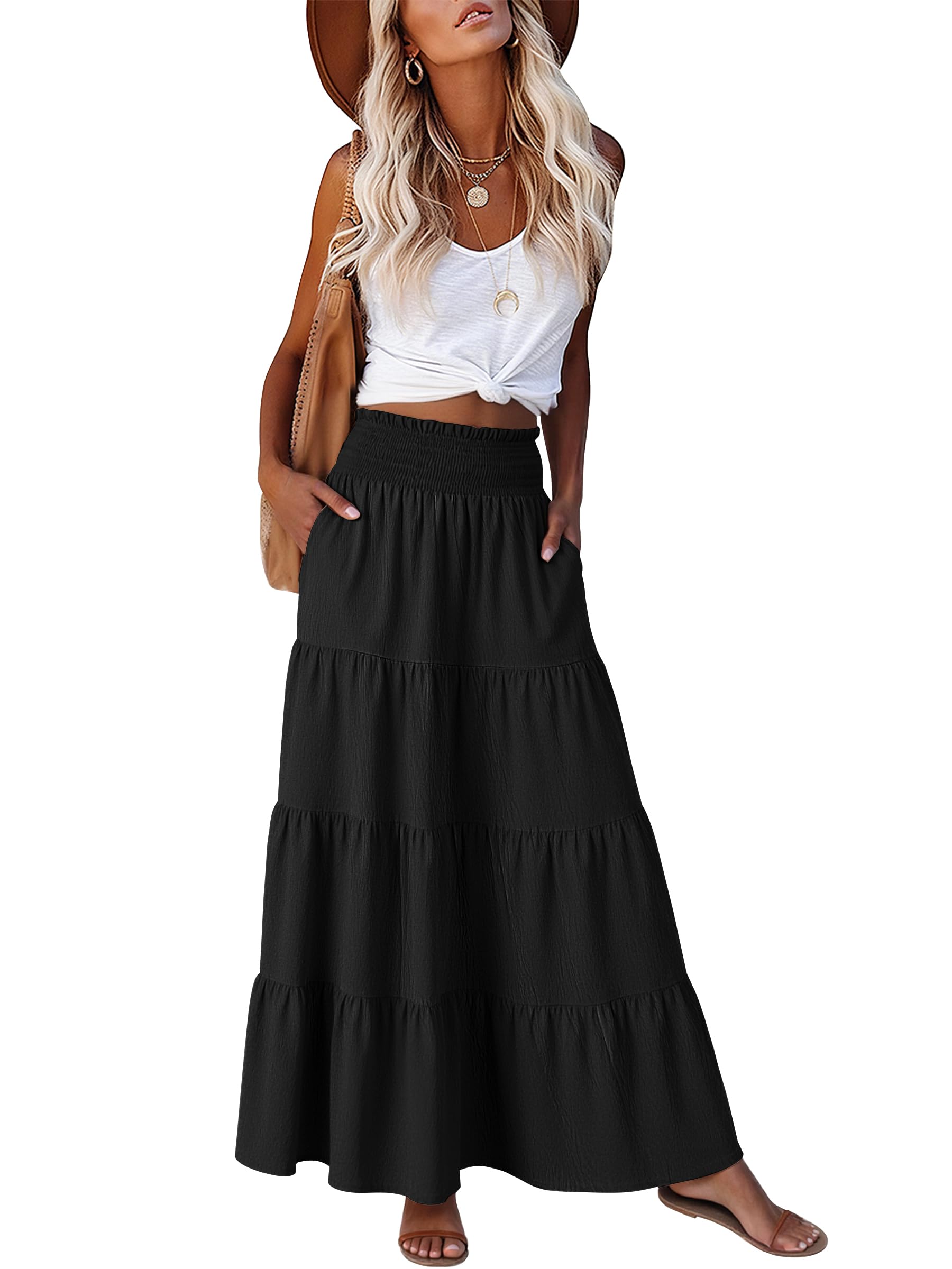 ANRABESS Tiered Boho Maxi Skirt