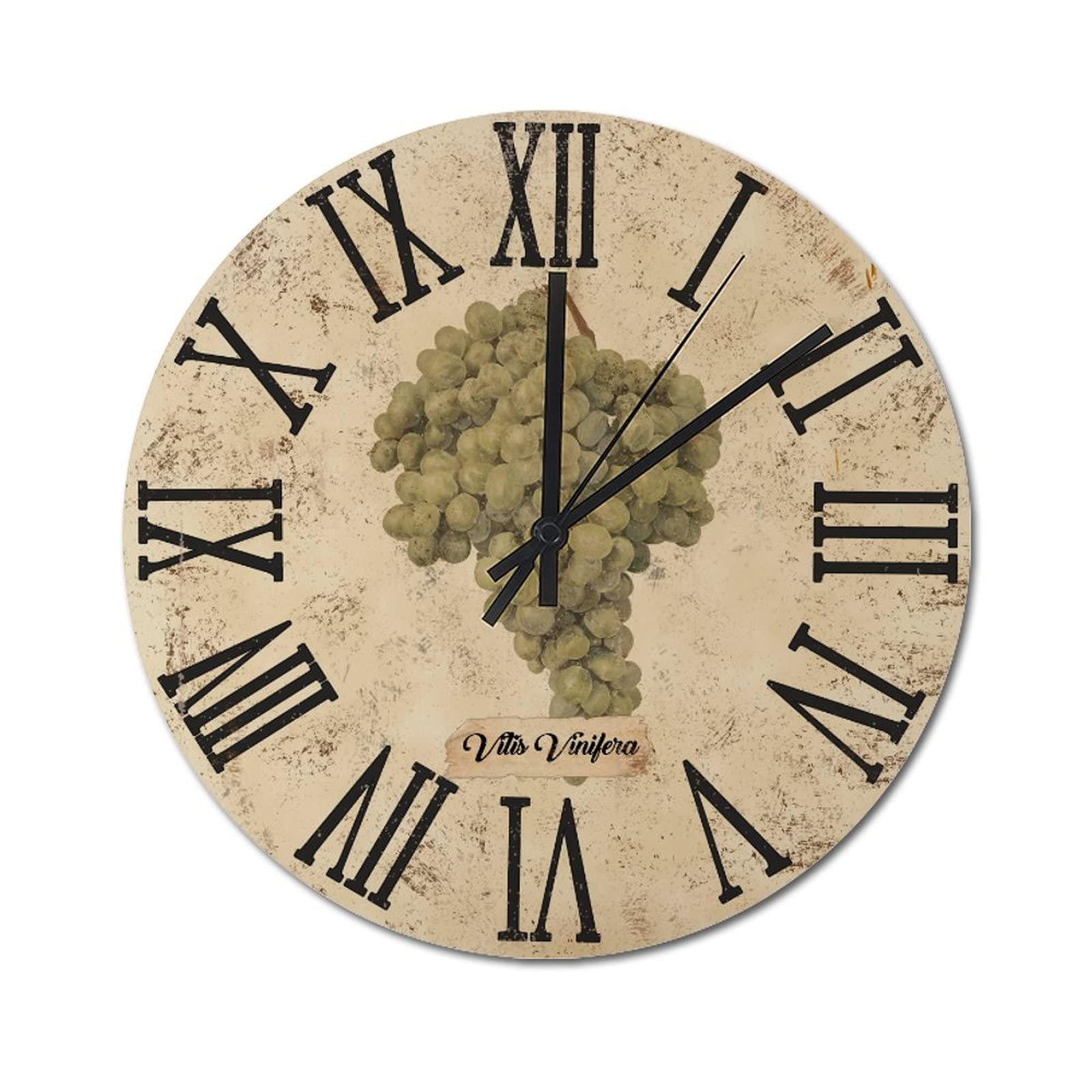 Horloges rondes rétro rustique 38cm en bois silencieuses pour salon et cuisine