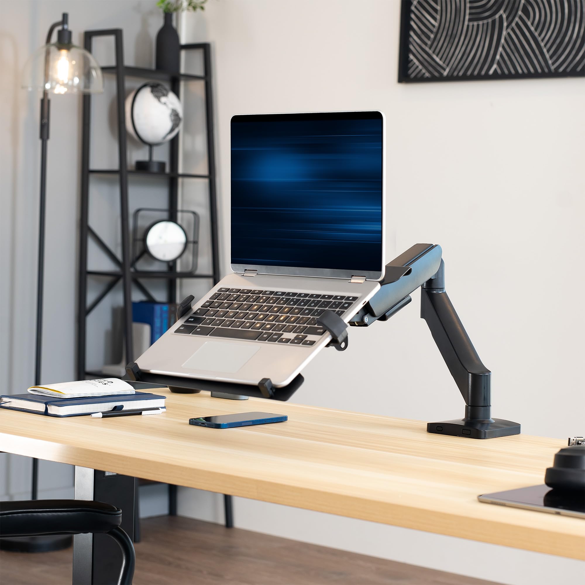 VIVO STAND-V001O-L - Soporte universal ajustable para laptop de 10 a 15.6 pulgadas, soporte VESA con abrazadera en C y opciones de ojales, negro, STAND-V001O-L