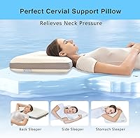 Vista 7 de Almohada de espuma viscoelástica de doble cara, almohada cervical de cuello de 4 pulgadas para dormir de lado, firmeza media y suave, almohada Blanco