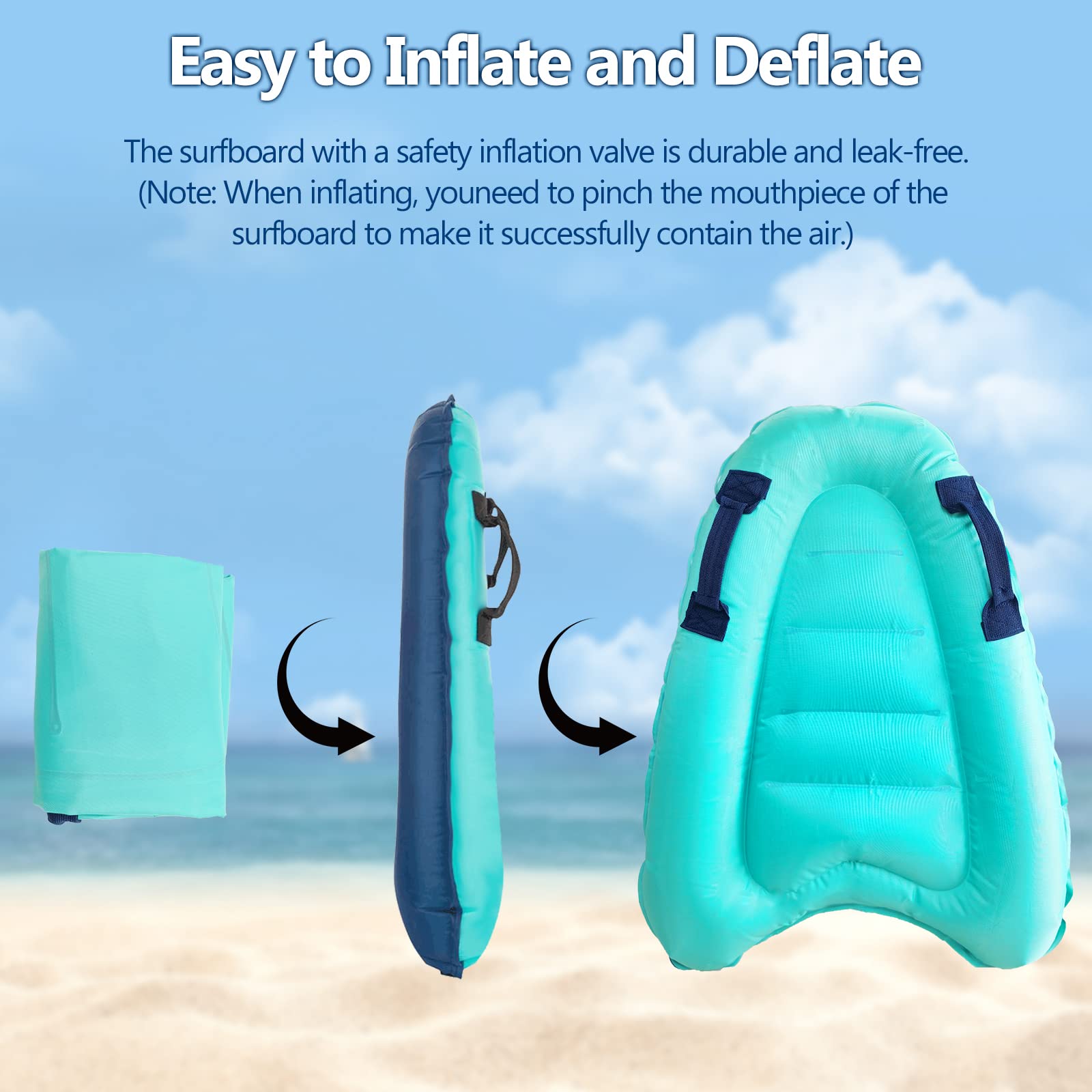 Tavola Da Surf Gonfiabile Per Bambini E Adulti - 70x52 Cm | Per Piscina, Mare O Lago | Design Colorato E Pratico - Foto 2