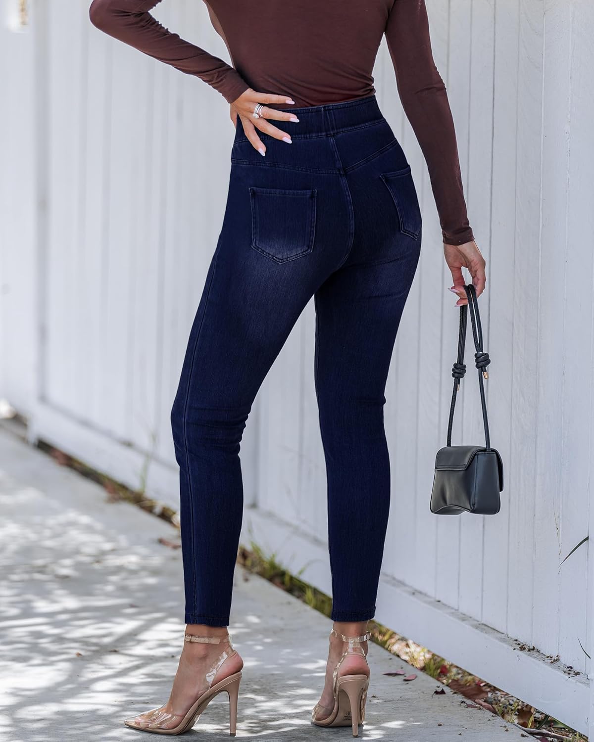 GRAPENT Skinny Jeans for Women Trendy High Waisted Pull On Elastic Waist Soft Stretchy Denim Pants Sweatpant Jeggings - Image 3