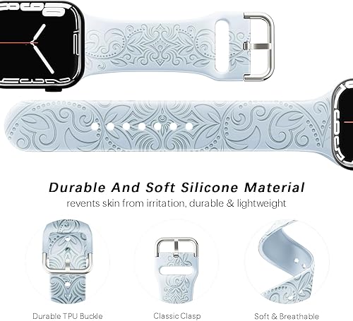 Miniatura 5 de Correa grabada de Halloween compatible con Apple Watch Band de 1.496 in 1.575 in 1.614 in 1.654 in 1.732 in 1.772 in 1.929 in para mujeres y