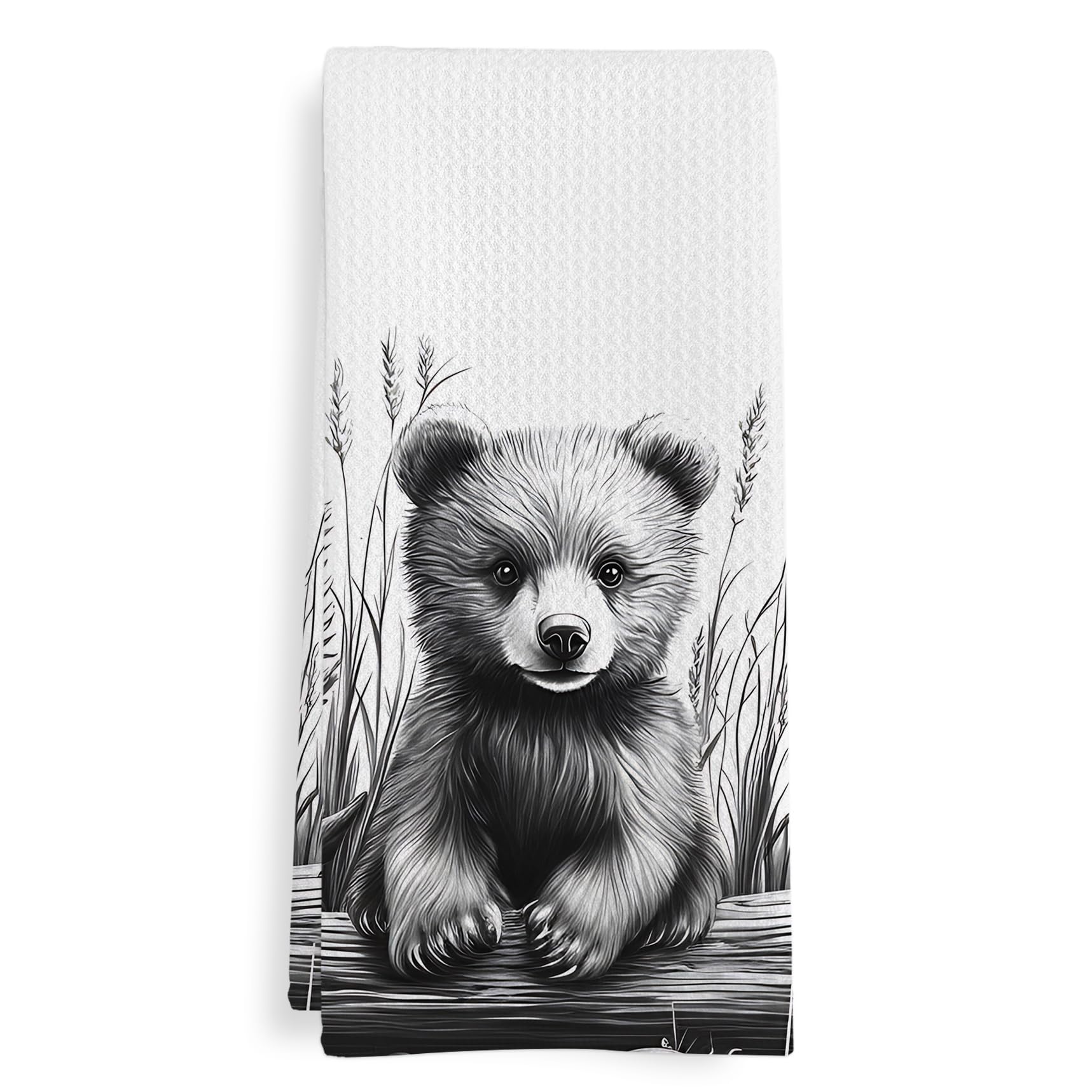 GWFSJYU Black Bear Gifts Hand Kitchen Towel, Bear Bathroom Decor, Rustic Bears Dish Tea Towels for Kitchen, Bears Decorative Hand Towels for Bathroom