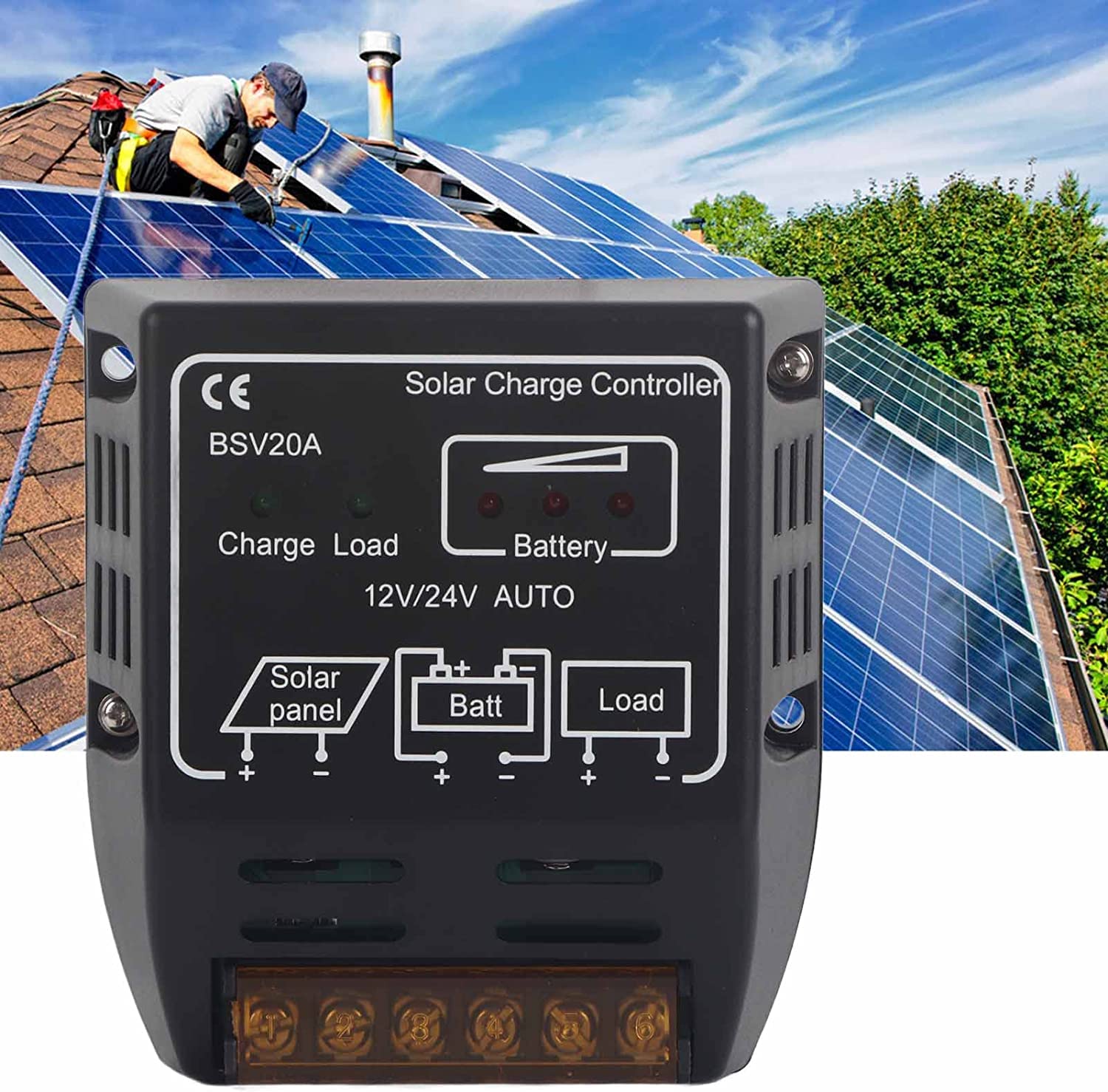 Amazon.co.jp: ソーラー充電コントローラーBSV20A 12V/24V過充電/過