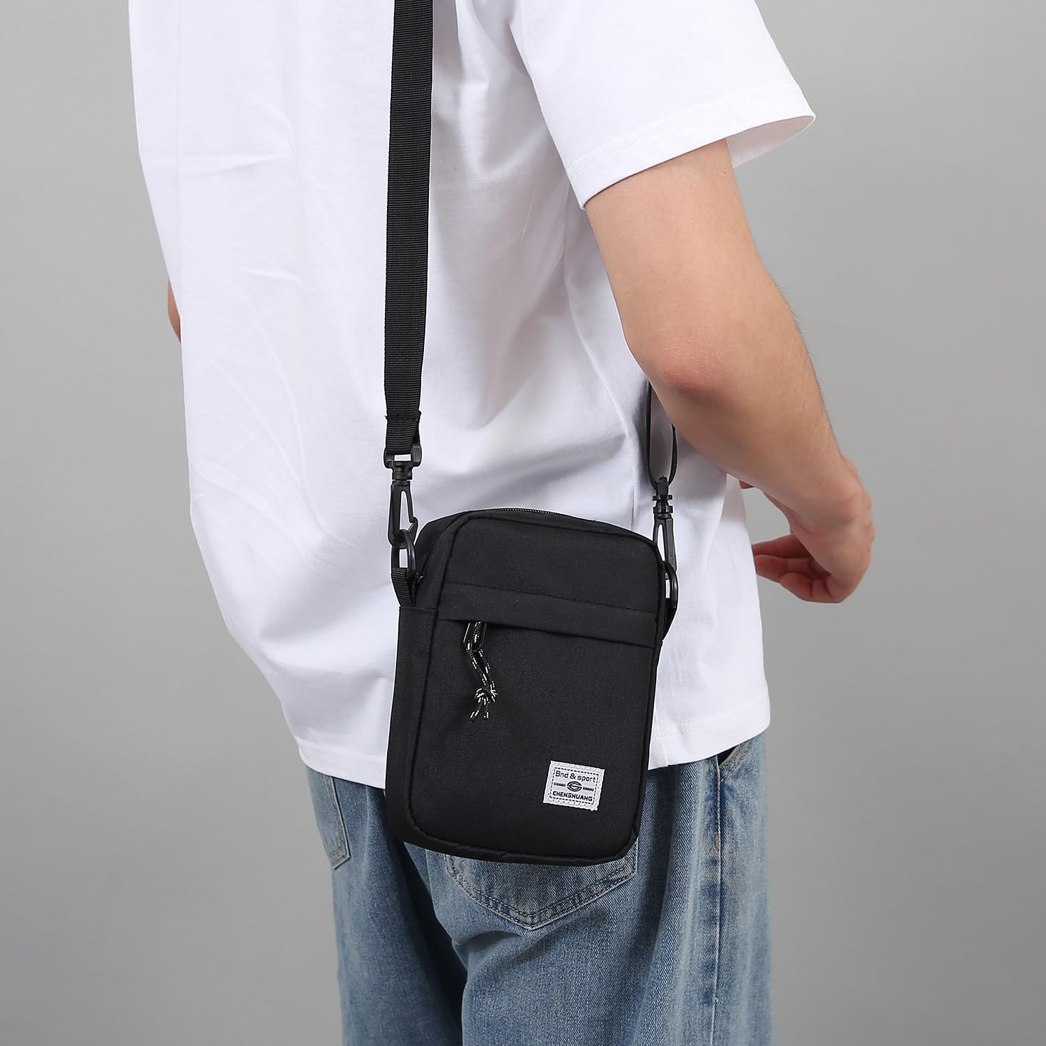 Umhängetasche Herren Schultertasche Crossbody Herrentasche Handytasche Herrenhandtasche Kleine Umhängen Tasche Shulder Bag Messenger für Freizeit Urlaub Ausflug (Schwarz Herrentasche Shoulder Bag)