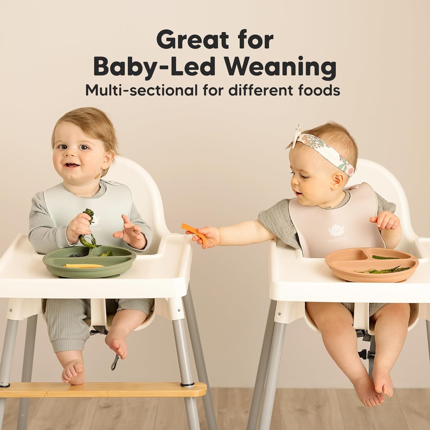 KeaBabies Suction Plates for Baby, Toddler - 3-Pack 100% Silicone Toddler Plates with Suction, Divided, BPA-Free Baby Led Weaning Essentials for Kids, Dishwasher, Microwave Safe, Durable (Amethyst) - Image 8