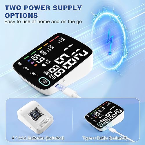 Miniatura 8 de Monitor de presión arterial, máquina digital automática de presión arterial del brazo superior con puño grande ajustable, detector de hipertensión